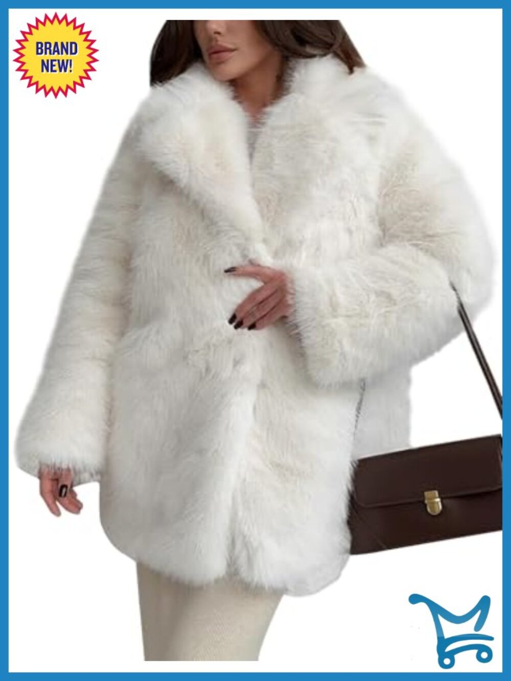 Long Faux Fur Coat Fluffy Furry Jacket Winter Warm Lapel Shawl Collar Snap